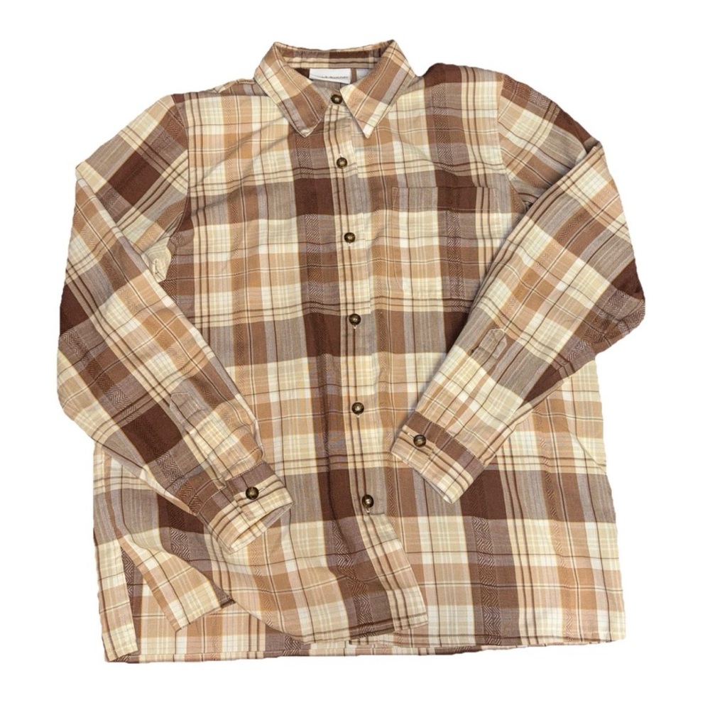 Alfred Dunner Size 8 Brown Tan Plaid Button Up Vintage Pocket Western Grannycore